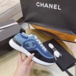Chanel Neon Denim Lace Up Low Top Trainer Sneaker Blue G37494 Y55237 K2847 - Image 6