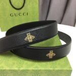 Gucci Black Belt With Square Gold Buckle And Bee Star 35Mm - Image 4