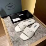 Prada Brushed Leather Slide In White - Image 8