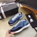 Chanel Neon Denim Lace Up Low Top Trainer Sneaker Blue G37494 Y55237 K2847 - Image 4