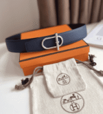 Hermes Reversible Leather Belt Navy 38Mm - Image 4