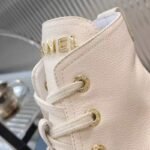 Chanel Cc Lace Up Boot White Black - Image 8