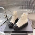 Chanel Cc Lace Up Boot White Black - Image 5