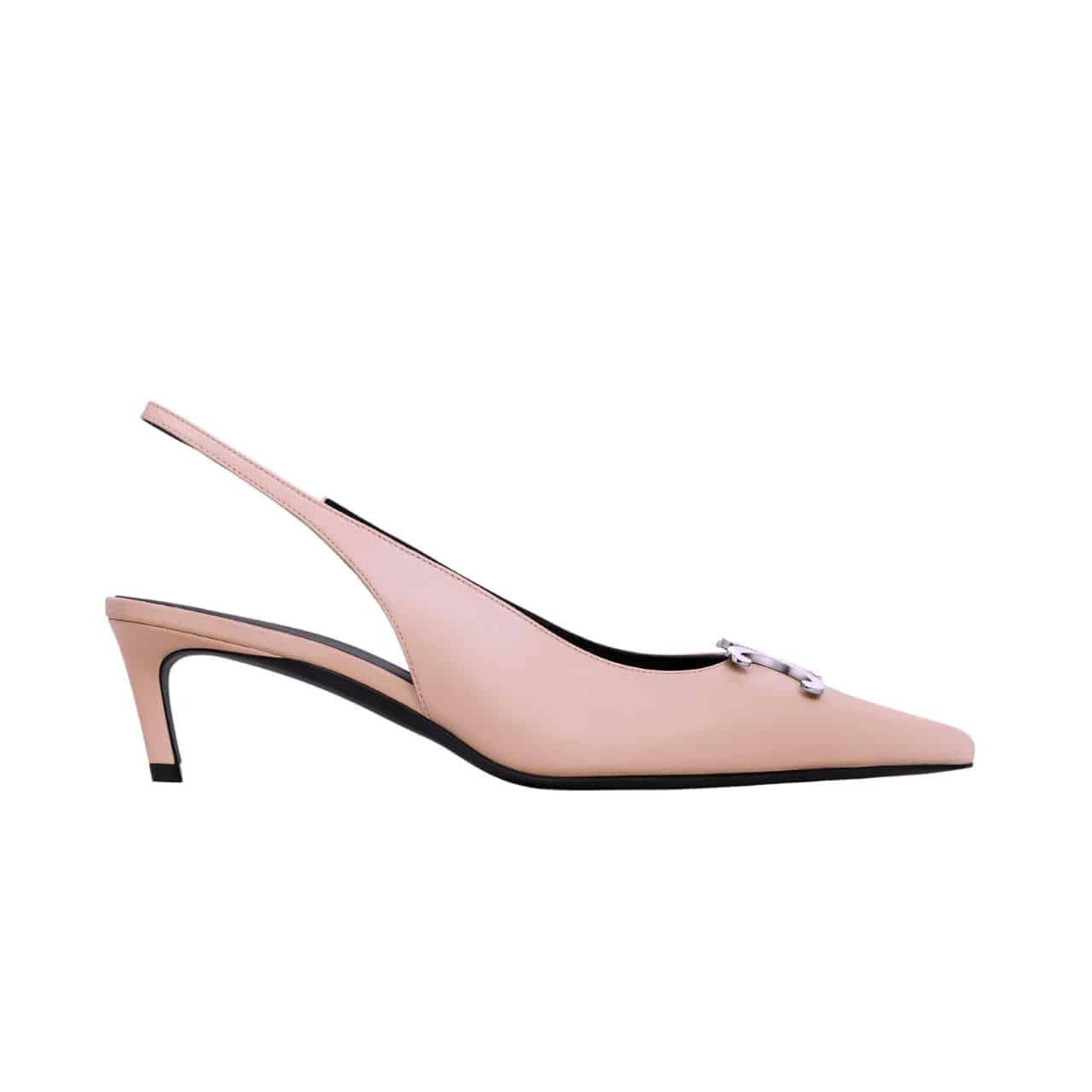xr:d:DAF4OnkYemU:443,j:2789269086424091875,t:24011004 Celine Alma Triomphe Slingback In Glossy Calfskin Light Pink - Image 1