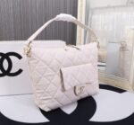 Chanel Maxi Hobo Bag Black Calfskin And Gold Tone Metal White 28Cm As4339 - Image 8