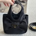 Prada Re Nylon And Nappa Leather Mini Bag With Bow Black 20Cm 1Bc241 Rp0C F0002 V Oxo - Image 2