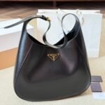 Prada Large Shoulder Bag With Topstitching Black 40Cm 1Bc181 2Aix F0002 V Ooo - Image 3