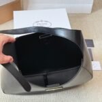 Prada Large Shoulder Bag With Topstitching Black 40Cm 1Bc181 2Aix F0002 V Ooo - Image 5