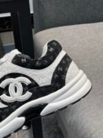 Chanel Cc Embossed Logo Suede Black White - Image 8