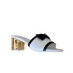 Chanel Grosgrain Ribbon Bow Mule Leather White