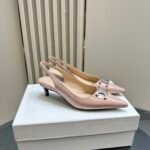 Celine Alma Triomphe Slingback In Glossy Calfskin Light Pink - Image 8
