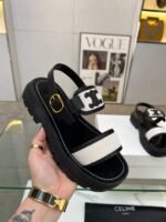 Celine Clea Triomphe Sandal In Calfskin Canvas Black - Image 3