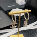 Chanel Cc And Perfume Bottle Hoop Earrings - Image 8