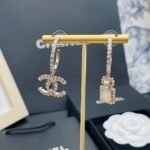 Chanel Cc And Perfume Bottle Hoop Earrings - Image 2