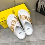 Fendi Fendigraphy Leather Slides White - Image 2