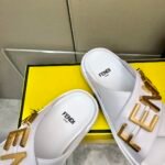 Fendi Fendigraphy Leather Slides White - Image 3