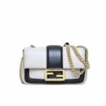 Fendi Women Mini Baguette Chain Shoulder Bag White 19Cm