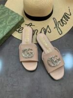 Gucci Double G Slippers Leather Beaded In Beige - Image 6