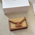 Celine Wallet On Strap Cuir Triomphe In Raffia Natural 20Cm 10L042Eww 02Nt - Image 2