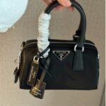 Prada Bauletto Recycled Nylon Shoulder Bag Black 21Cm - Image 2