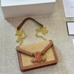 Celine Wallet On Strap Cuir Triomphe In Raffia Natural 20Cm 10L042Eww 02Nt - Image 4