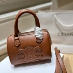 Celine Small Triomphe Leather Boston Bag In Smooth Calfskin Toasted 19Cm 113773Du3 04Lu - Image 4