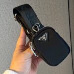 Prada Bauletto Recycled Nylon Shoulder Bag Black 21Cm - Image 4