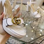Gucci Gg Leather Heeled Sandal White - Image 5