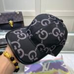 Gucci Gg Monogram Cotton Blend Canvas Baseball Cap Black - Image 3