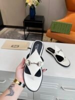 Gucci Women’S Thong Sandal With Horsebit White - Image 8