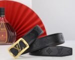 Louis Vuitton Lv Pyramide Monogram Belt Black With Gold Tone Hardware - Image 4