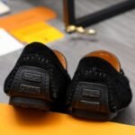 Louis Vuitton Lv Damier Suede Leather Loafers In Black - Image 9
