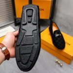 Louis Vuitton Lv Damier Suede Leather Loafers In Black - Image 7