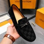Louis Vuitton Lv Damier Suede Leather Loafers In Black - Image 6