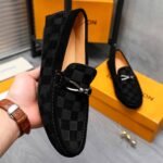 Louis Vuitton Lv Damier Suede Leather Loafers In Black - Image 4