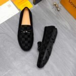 Louis Vuitton Lv Damier Suede Leather Loafers In Black - Image 3