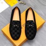 Louis Vuitton Lv Damier Suede Leather Loafers In Black - Image 2