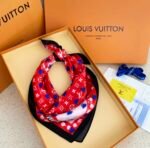 Louis Vuitton Heart Monogram Silk Scarf Red - Image 7