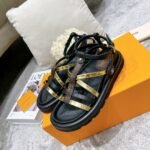 Louis Vuitton Pool Pillow Comfort Sandals Black And Gold - Image 2