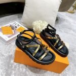 Louis Vuitton Pool Pillow Comfort Sandals Black And Gold - Image 3