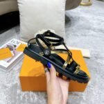 Louis Vuitton Pool Pillow Comfort Sandals Black And Gold - Image 4
