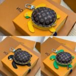Louis Vuitton Lv Turtle Pouch Bag Charm Monogram Brown Black 12Cm - Image 4