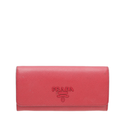 Prada Saffiano Monochrome Flap Long Wallet Full Red 19Cm 1Mh132 Zlp F061H