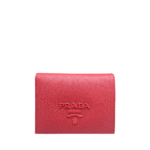 Prada Saffiano Monochrome Flap Small Wallet Full Red 10Cm 1Mv204 Qwa F0002