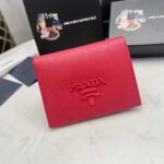 Prada Saffiano Monochrome Flap Small Wallet Full Red 10Cm 1Mv204 Qwa F0002 - Image 10