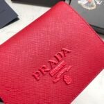 Prada Saffiano Monochrome Flap Small Wallet Full Red 10Cm 1Mv204 Qwa F0002 - Image 3
