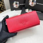 Prada Saffiano Monochrome Flap Long Wallet Full Red 19Cm 1Mh132 Zlp F061H - Image 8