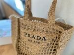 Prada Raffia Grass Small Crochet Tote Bag Natural 22Cm 1Bg444 2A2T F0018 V Ooo - Image 3