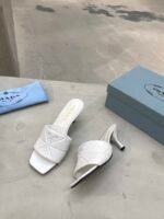 Prada Quilted Nappa Leather Heeled Sandals White 1Xx583 038 F0009 F B065 - Image 5