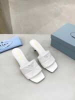 Prada Quilted Nappa Leather Heeled Sandals White 1Xx583 038 F0009 F B065 - Image 7